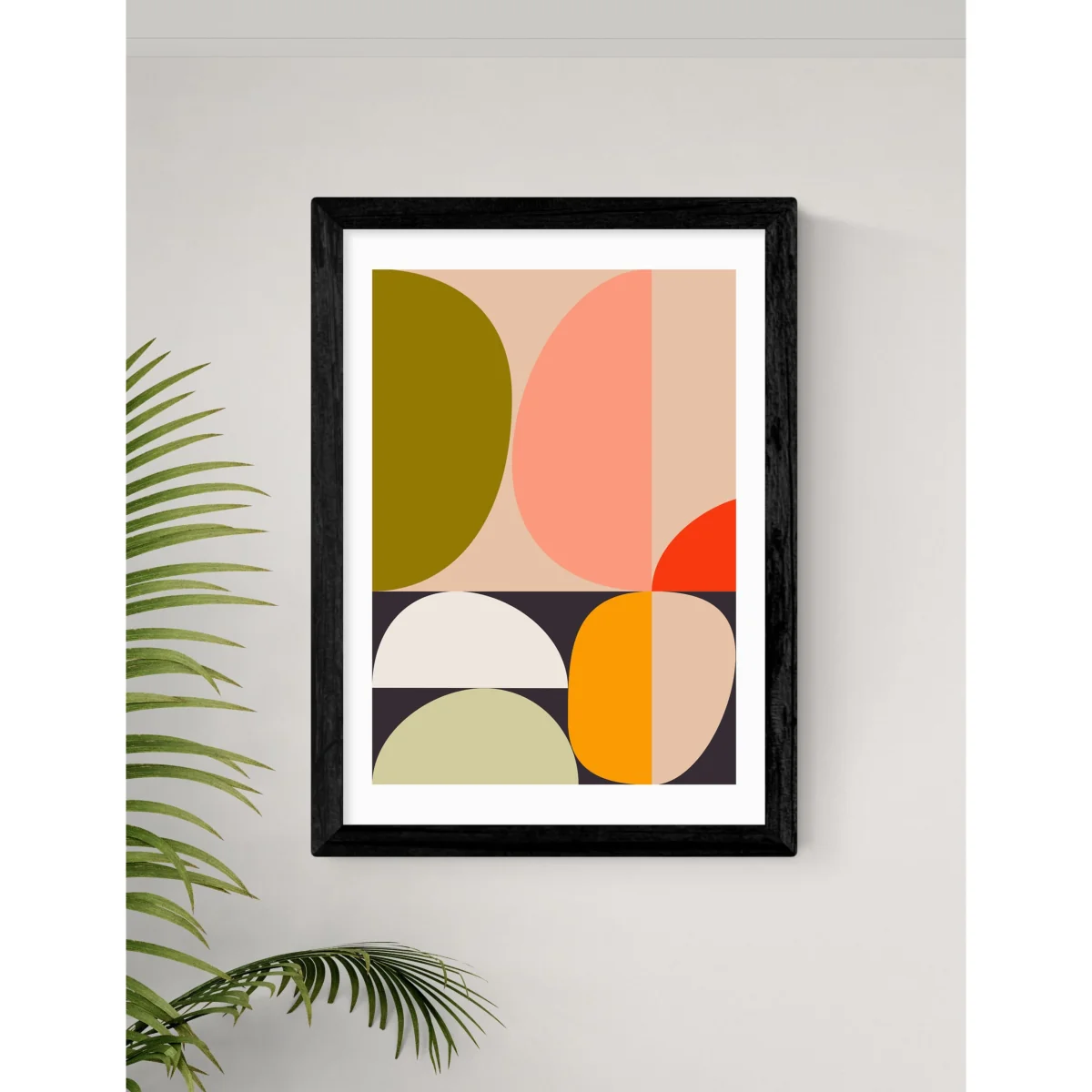 East End Prints Mid Century Half Circles Framed Art White – image 3
