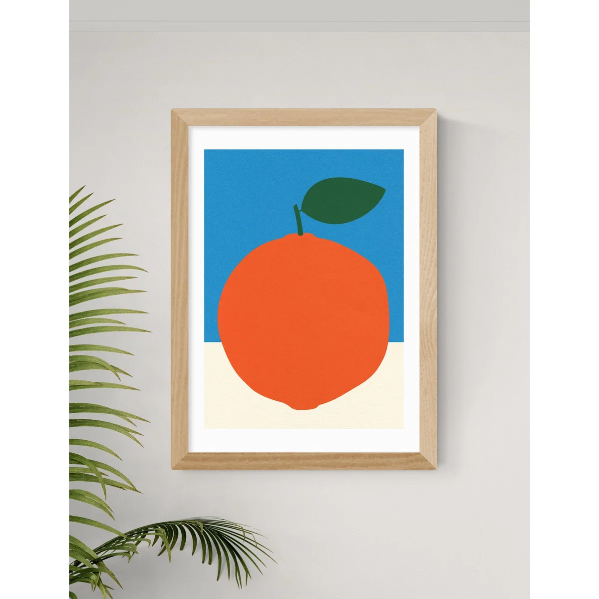 East End Prints Orange (Blue & Orange) Framed Art Natural – image 2