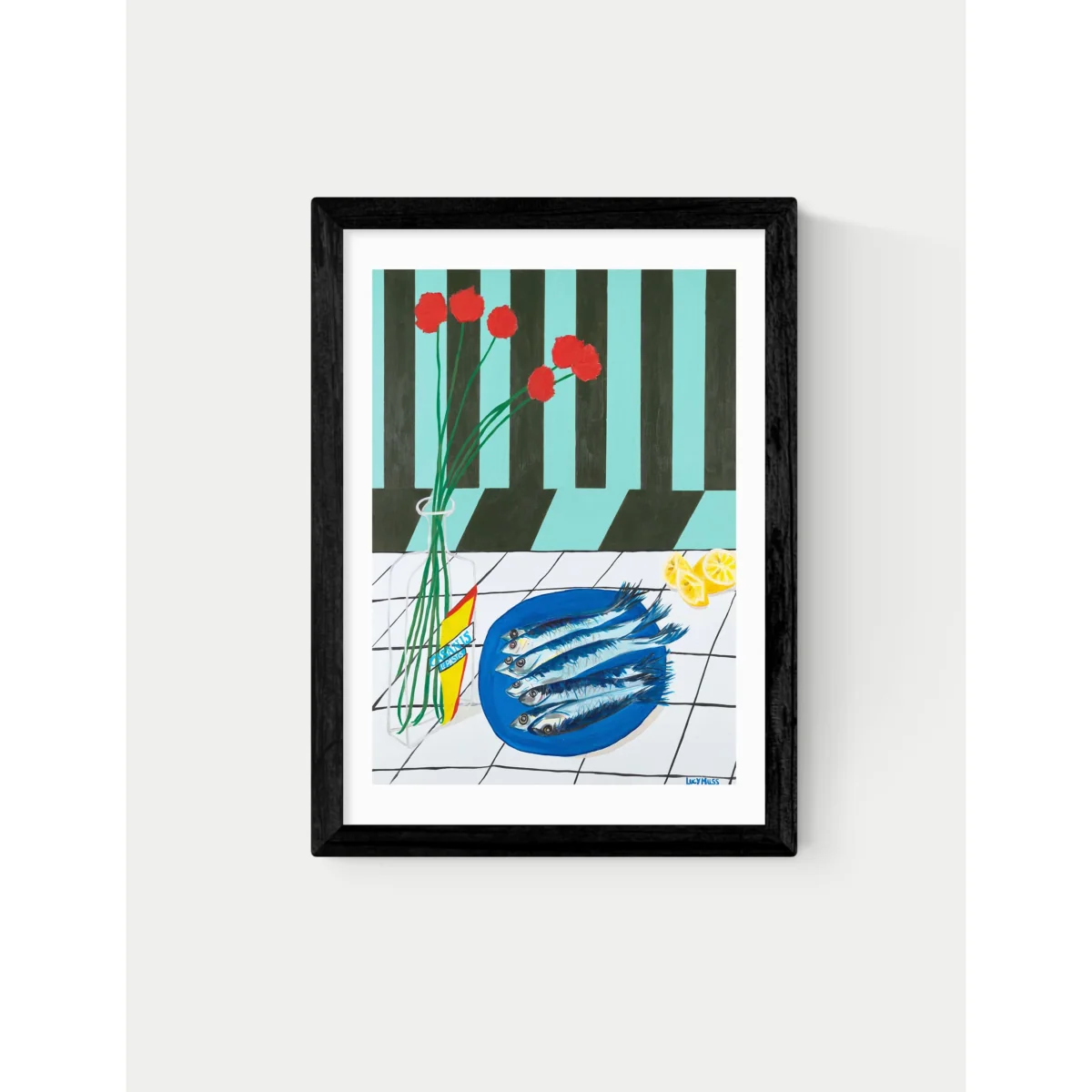 East End Prints Striped Sardines Rectangle Framed Art White – image 2