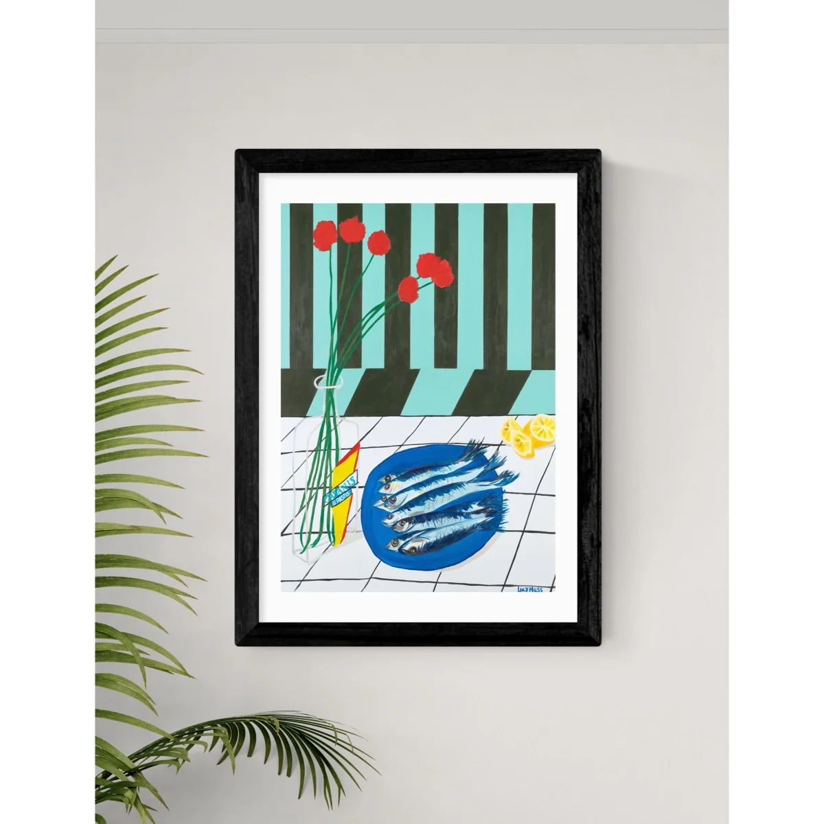 East End Prints Striped Sardines Rectangle Framed Art White – image 3