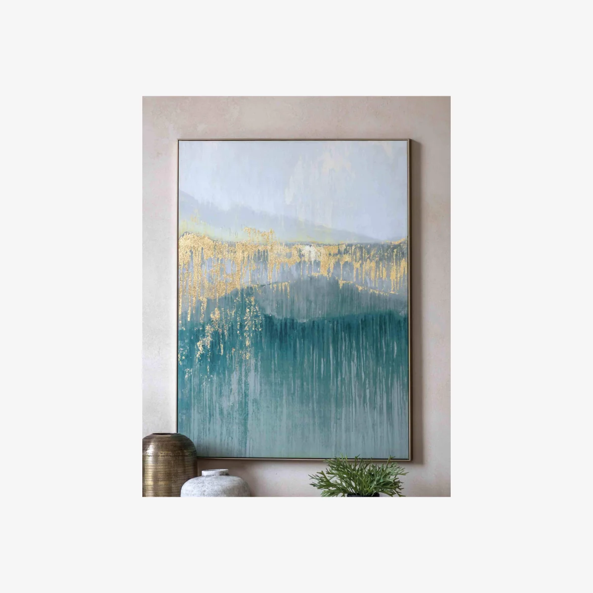 Gallery Direct Early Morning Horizon Framed Canvas Teal – image 1
