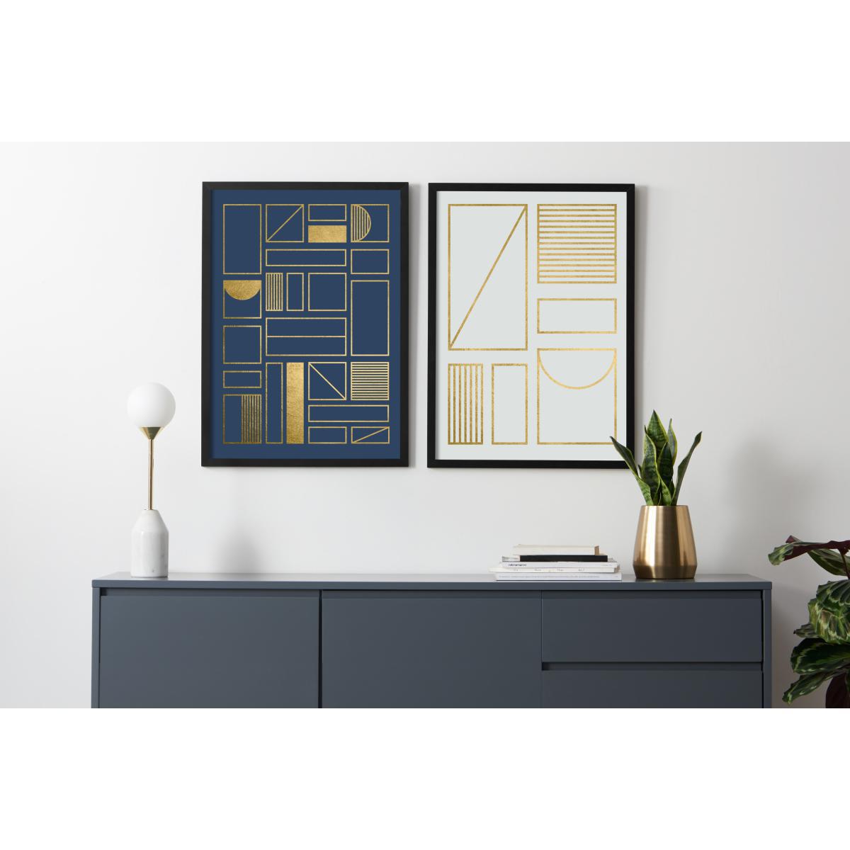 Framework Geometric Grid Framed Wall Art Print 50 x 70cm, Multi & Gold Foil – image 5