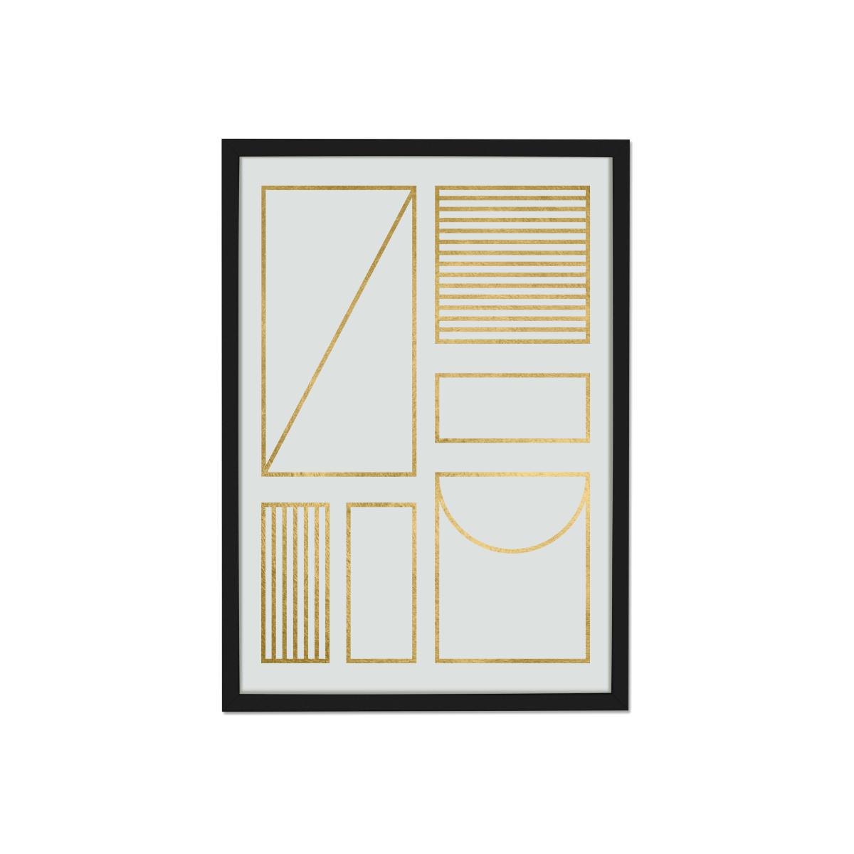 Framework Geometric Grid Framed Wall Art Print 50 x 70cm, Multi & Gold Foil – image 1
