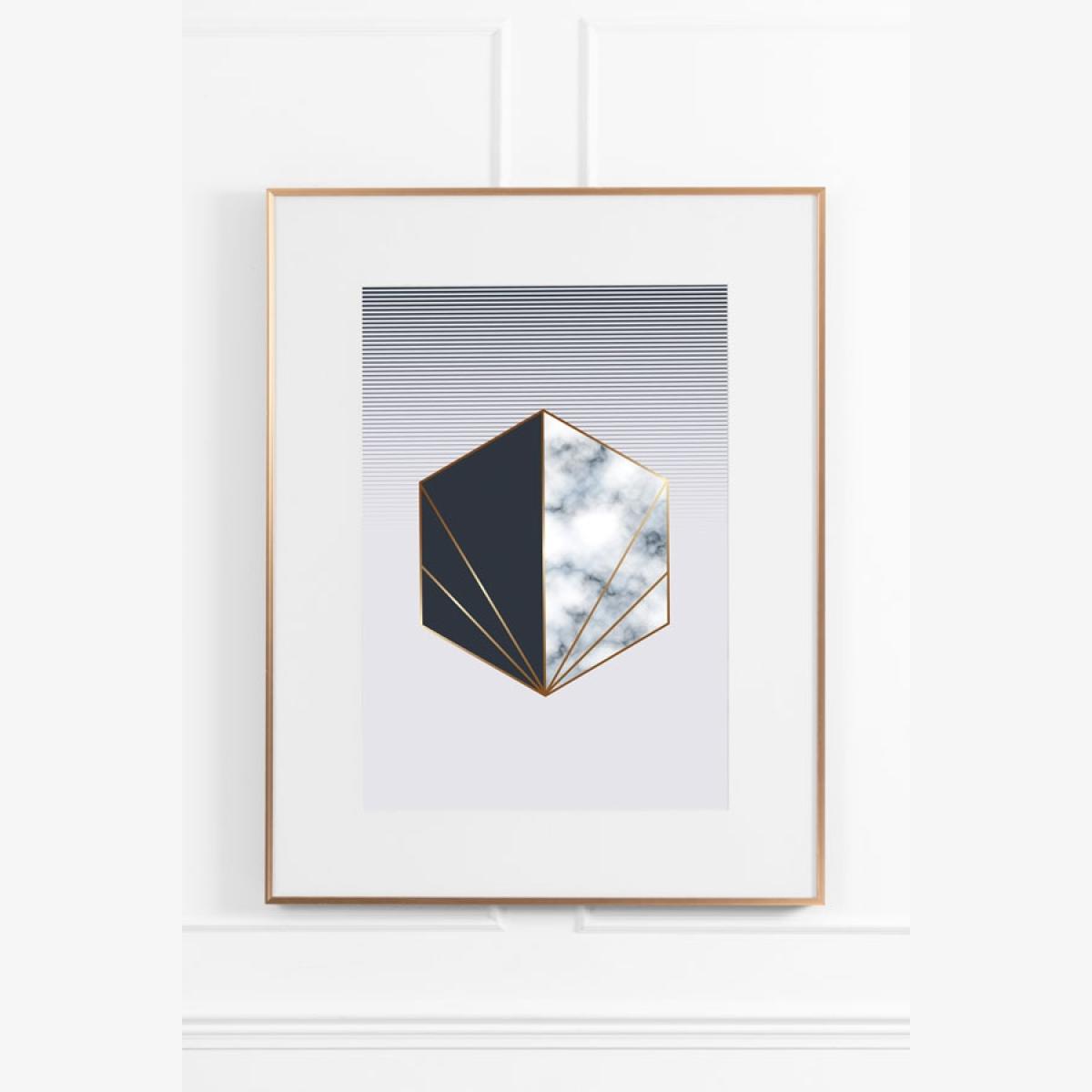 Lunar Rock No.3 Wall Art - Brass Frame – image 1