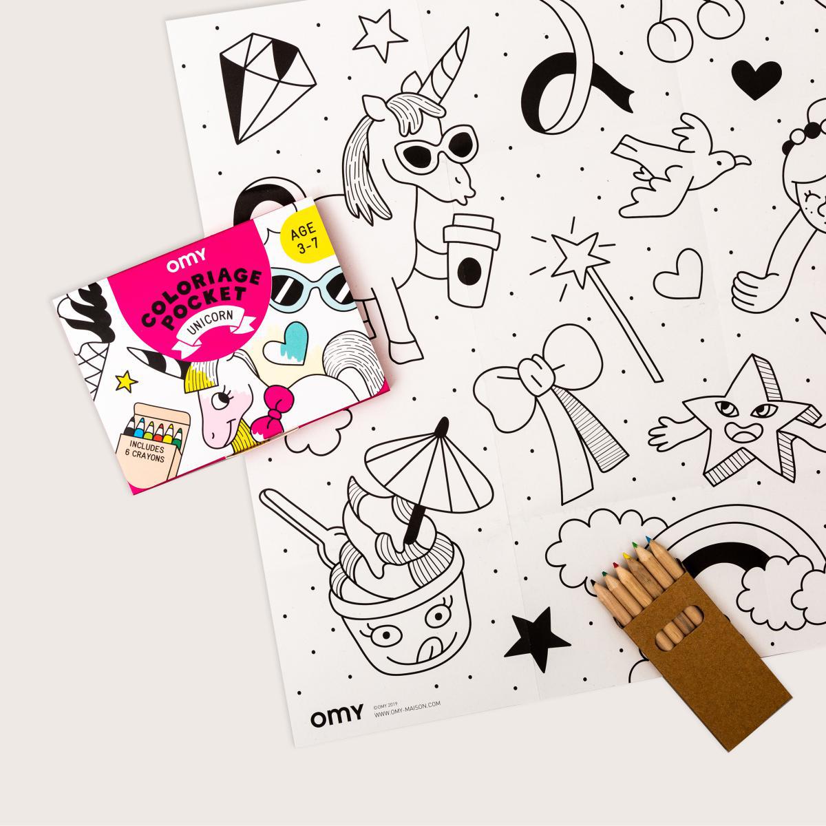 Coloriage Pocket - Licorne Colouring poster - / 52 x 38 cm by OMY Design & Play White/Black – image 2