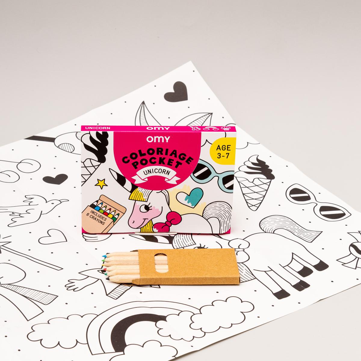 Coloriage Pocket - Licorne Colouring poster - / 52 x 38 cm by OMY Design & Play White/Black – image 3