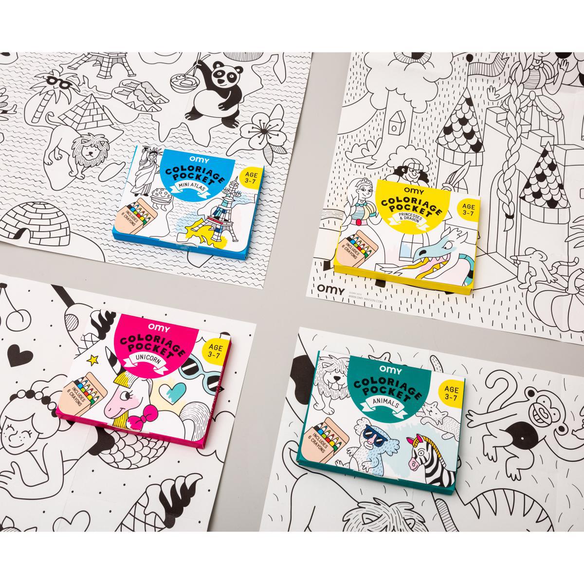 Coloriage Pocket - Licorne Colouring poster - / 52 x 38 cm by OMY Design & Play White/Black – image 4