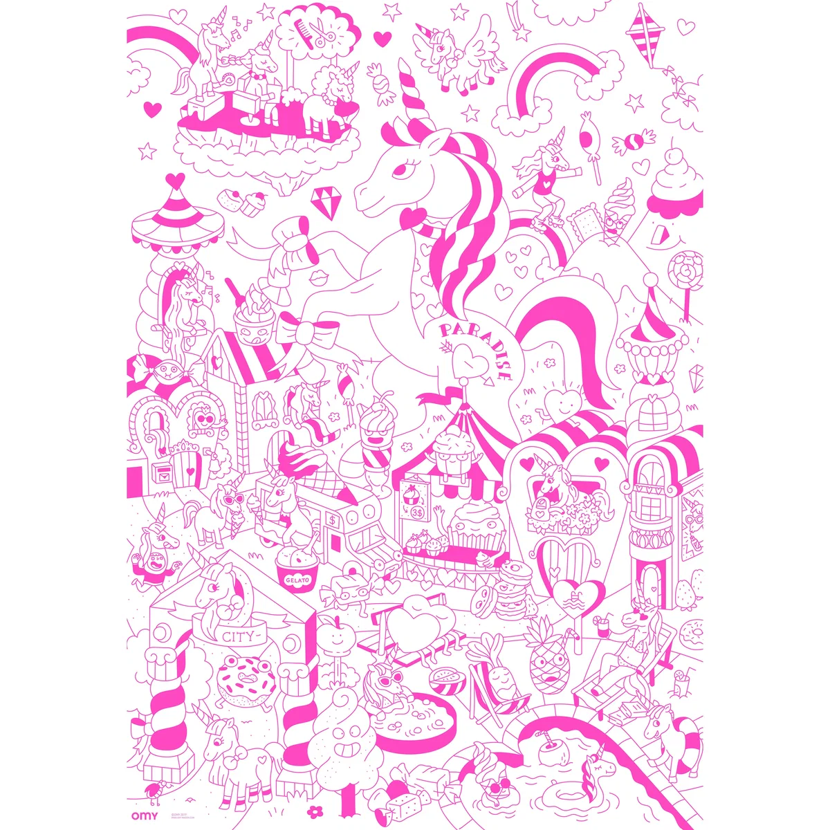 Lily Colouring poster - / 100 x 70 cm by OMY Design & Play White/Pink – image 2