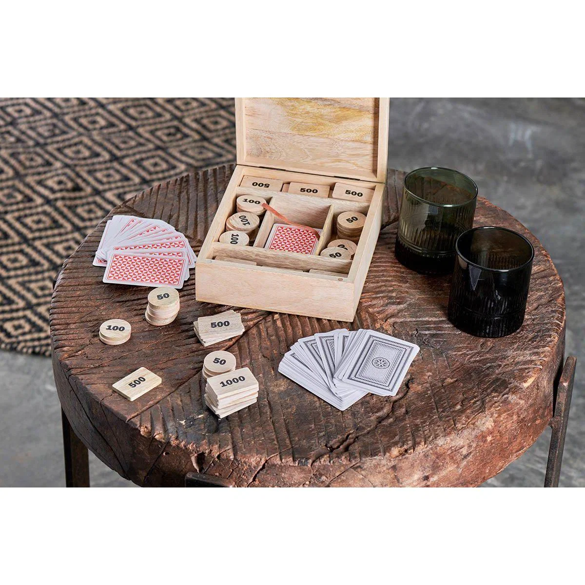 Nkuku Mango Wood Poker Set | Decorative Accessories | Brown | 6.5 x 17 x 20 cm – image 1