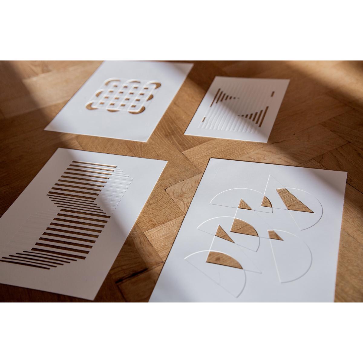 MOEBE Relief artwork half moons & triangles 29.7x42 cm Off White – image 2