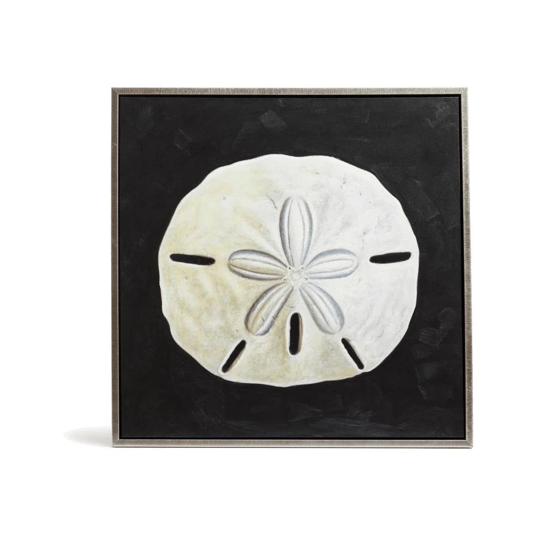 OKA, Calliope Sand Dollar Oil Painting - Off-White/Black, Wall Paintings, Polyurethane, Plain – image 1