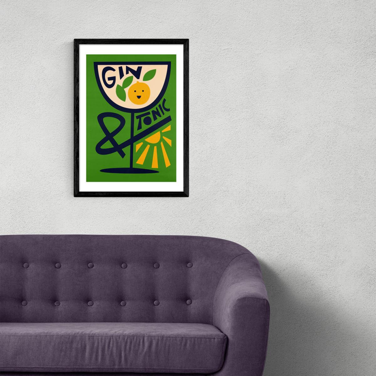 Gin and Tonic by Fox and Velvet - A3 Black Framed Art Print – image 1