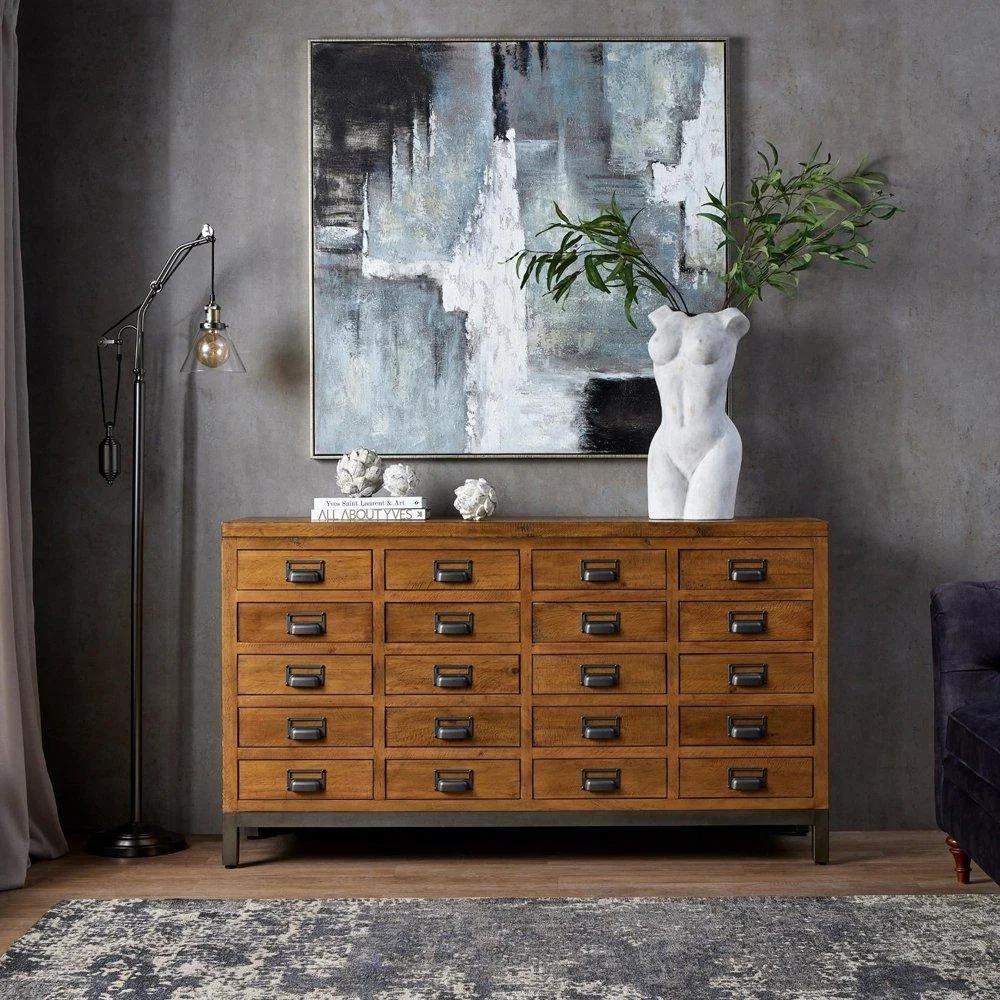 Hill Interiors Hand Painted Black And White Layered Abstract Painting – image 5