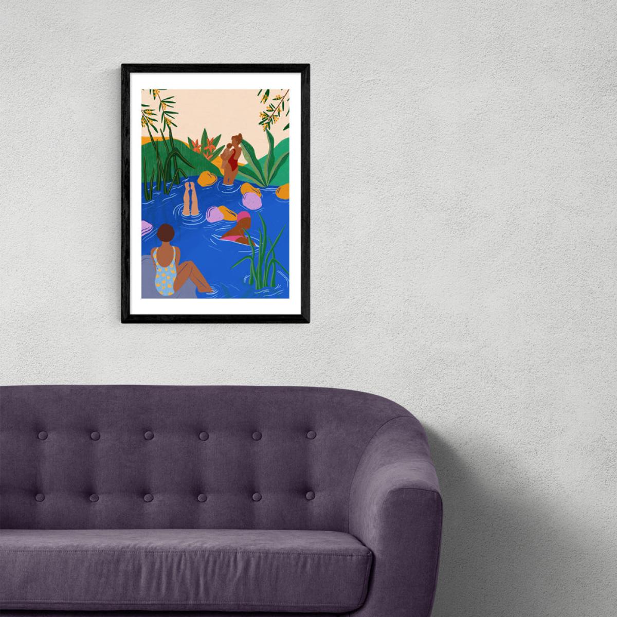 Swimming Wild by Sifa Mustafa - A3 Black Framed Art Print – image 2