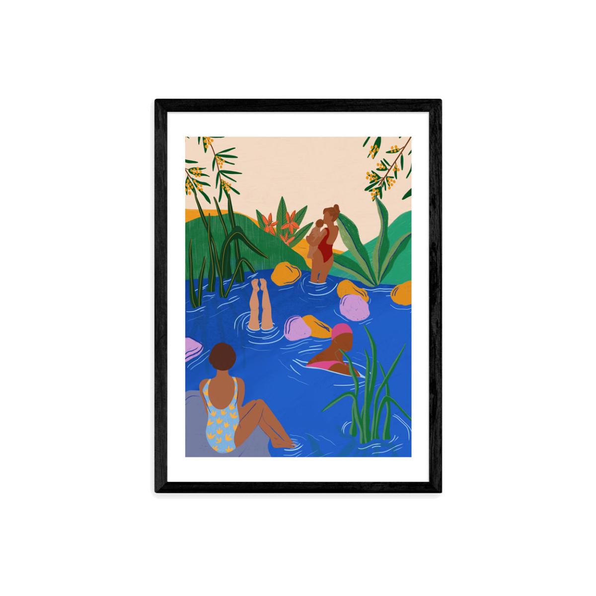 Swimming Wild by Sifa Mustafa - A3 Black Framed Art Print – image 1