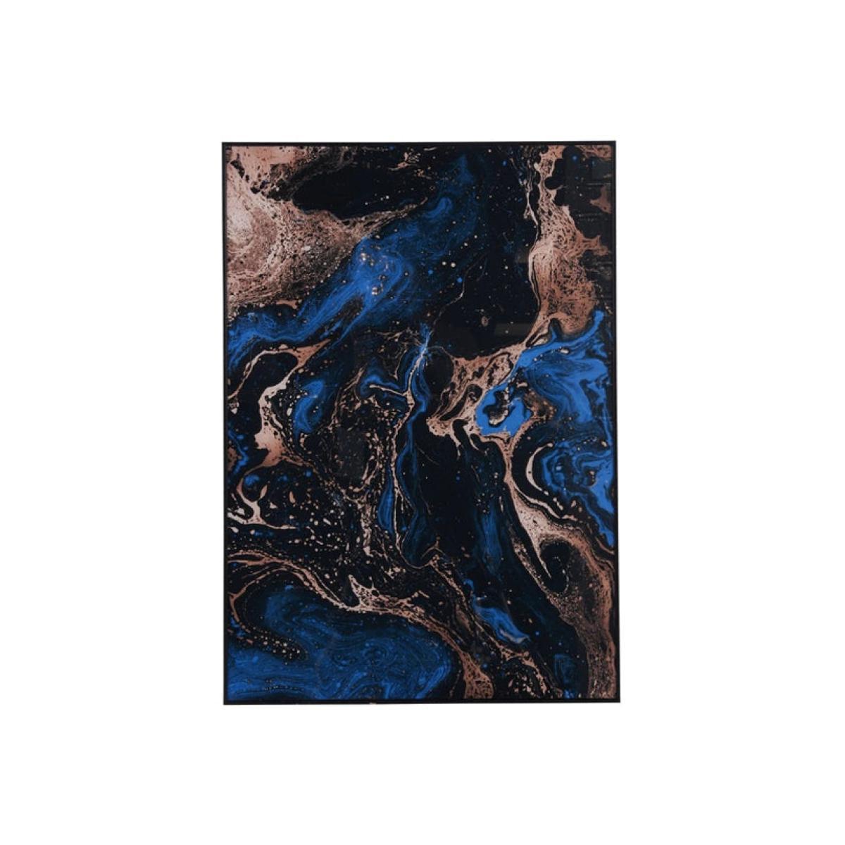 Libra Marble Effect Glass Wall Art Blue Black And Gold | Outlet – image 1