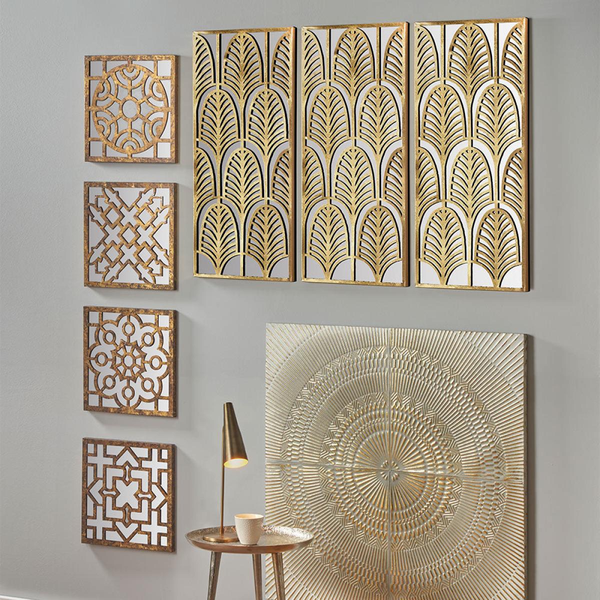 Olivia's Benny Rectangular Metal Mirrored Wall Art in Gold – image 2