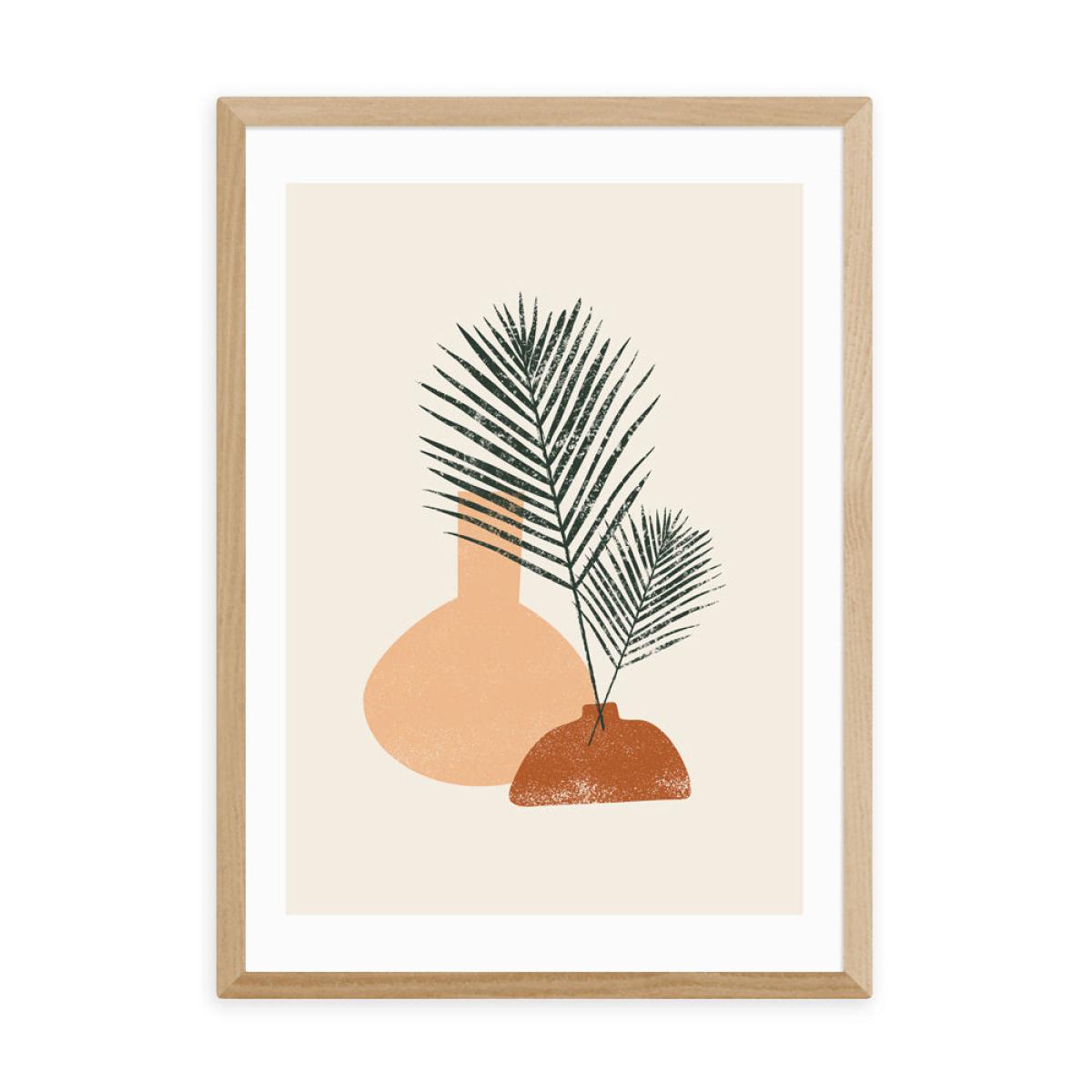 Palm Leaf Pottery by Sundry Society - A3 Oak Framed Art Print – image 2