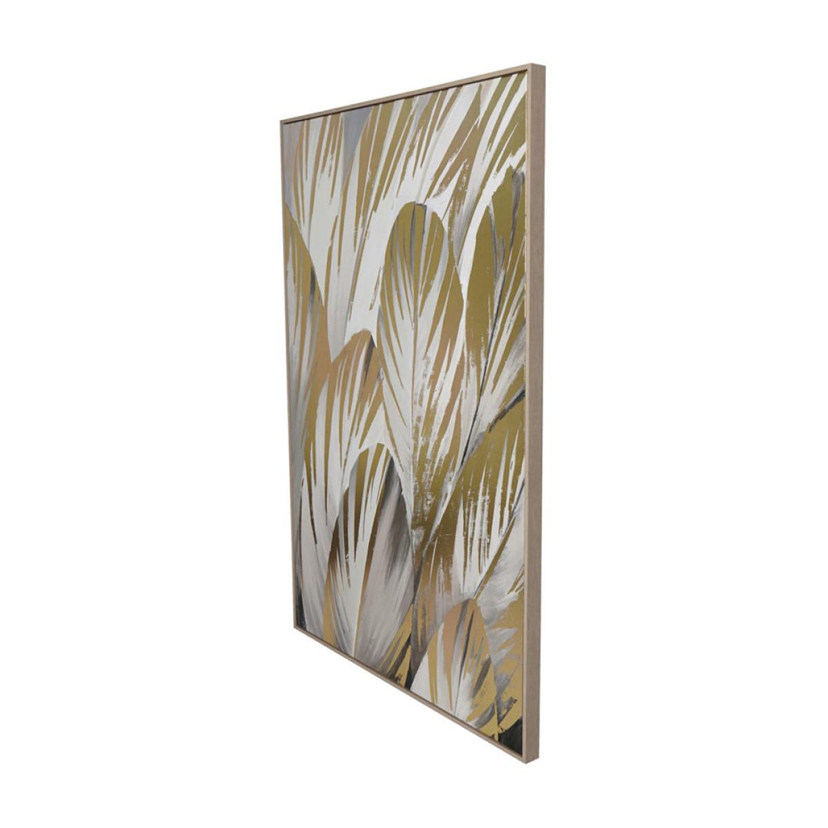 Libra Calm Neutral Collection - Grey Feather Foiled Framed Canvas 140x100cm – image 2