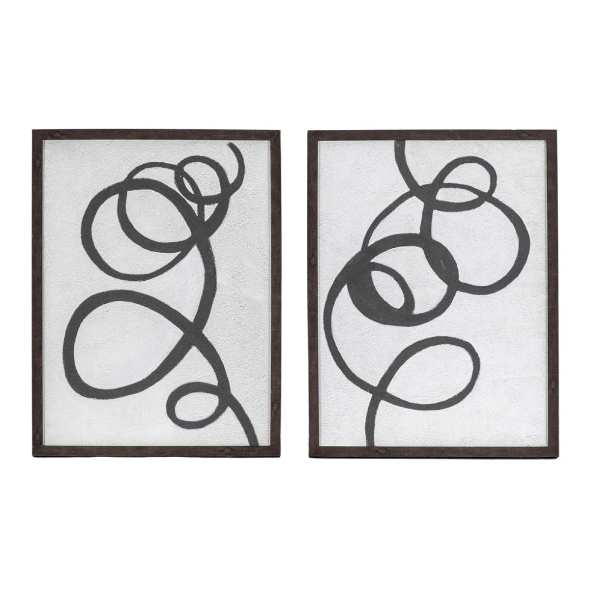 Gallery Interiors Set of 2 Wegner Ink Whirl Framed Wall Art Multicoloured – image 2