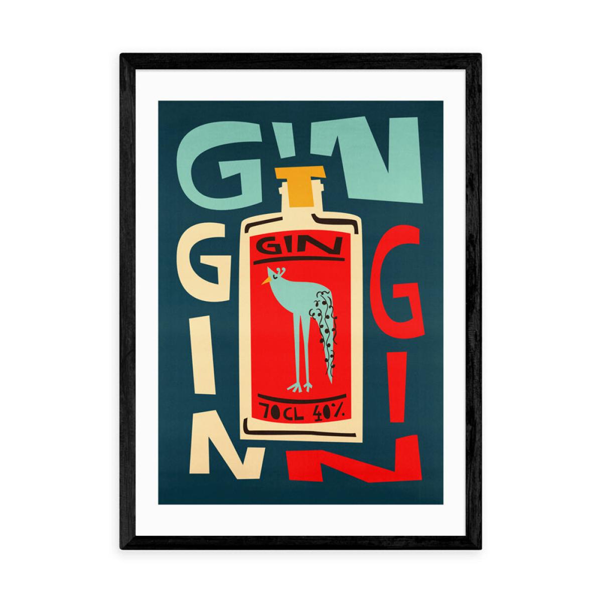 Gin Gin Gin by Fox and Velvet - A3 Black Framed Art Print – image 2