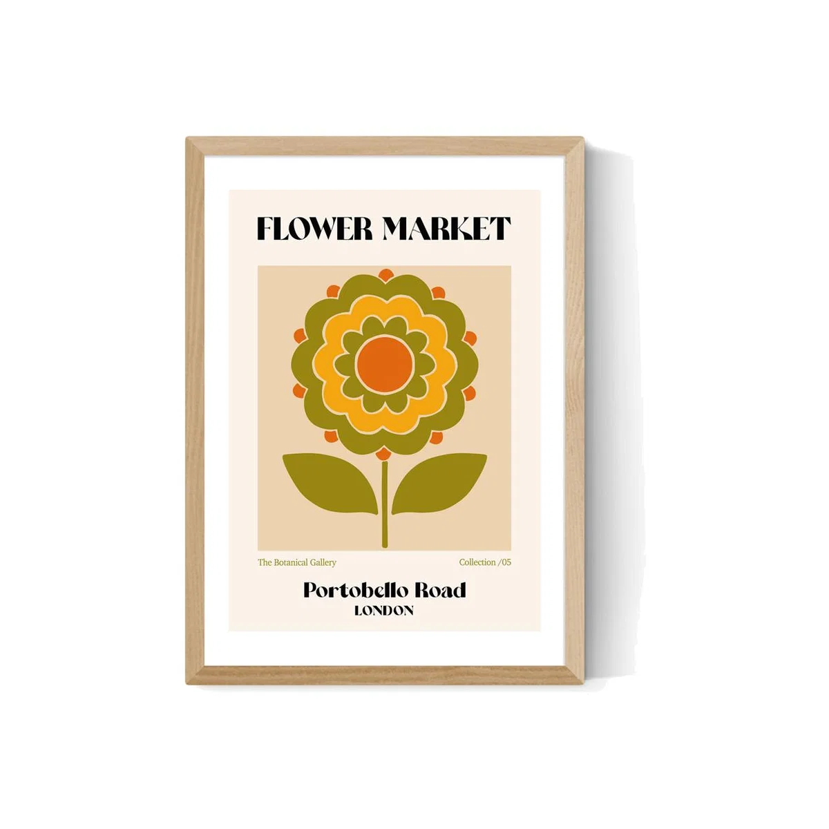 Portobello Road Flower Market by Luxe Poster Co - A2 Oak Framed Art Print – image 1