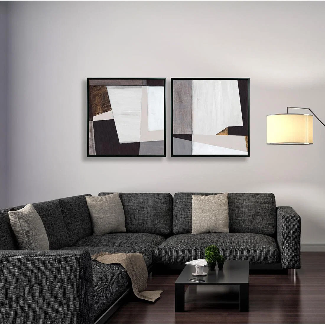 Olivia's 'Neutral Geometrics I' - Framed Canvas - 82x82cm – image 2