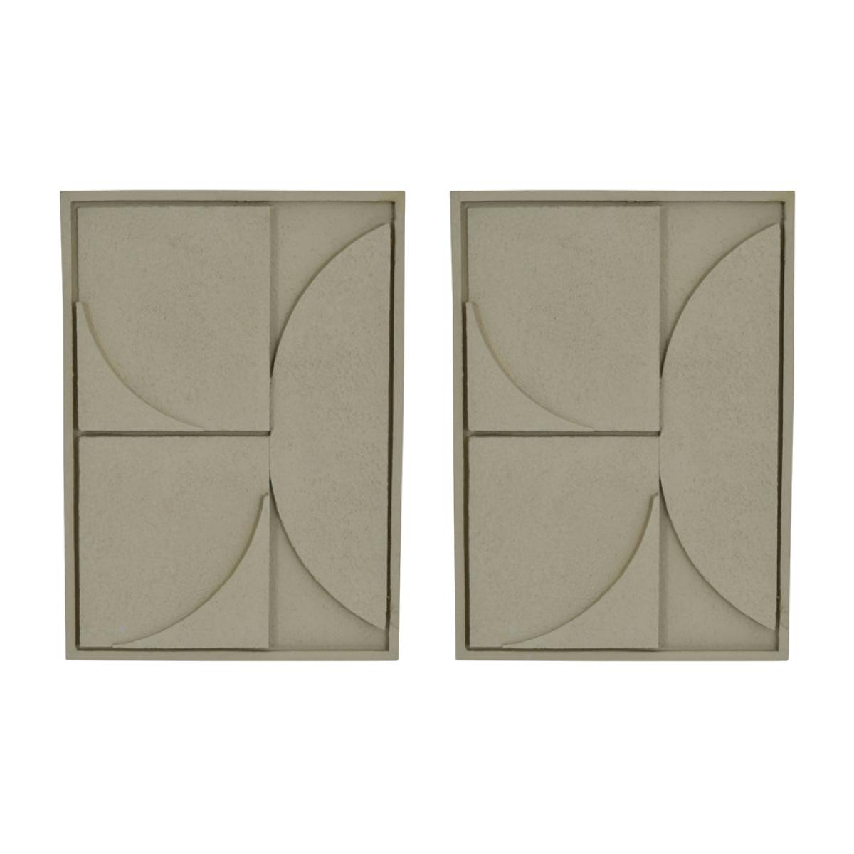 Libra Set Of 2 Geometric Circles Off White 3D Wall Art Panels – image 1