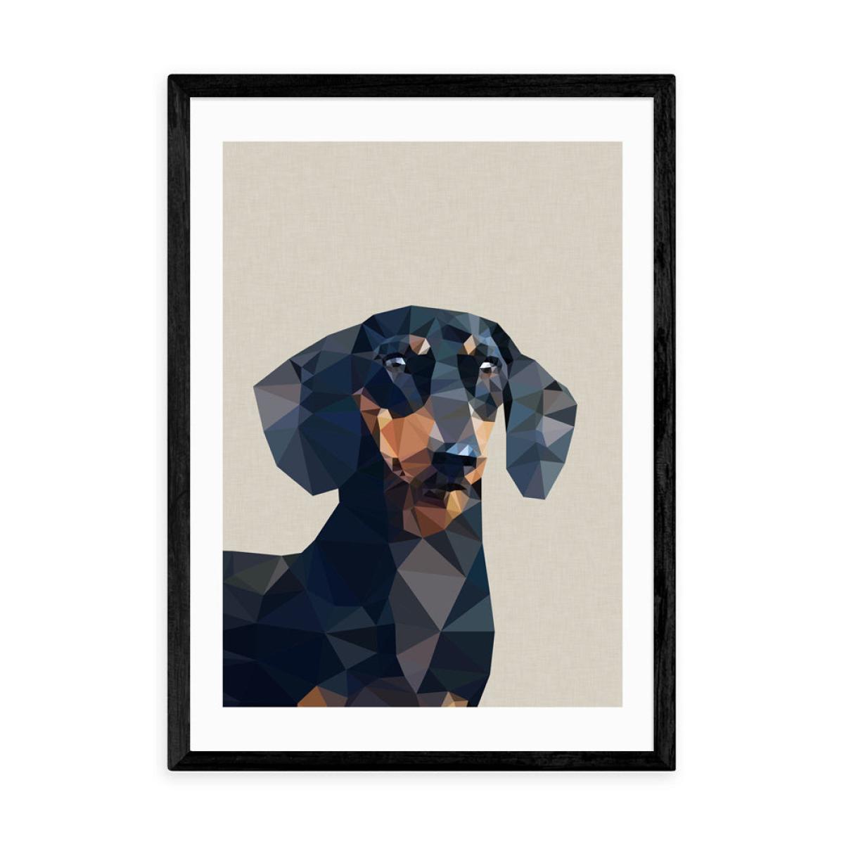 Daschund by Studio Cockatoo - A3 Black Framed Art Print – image 2