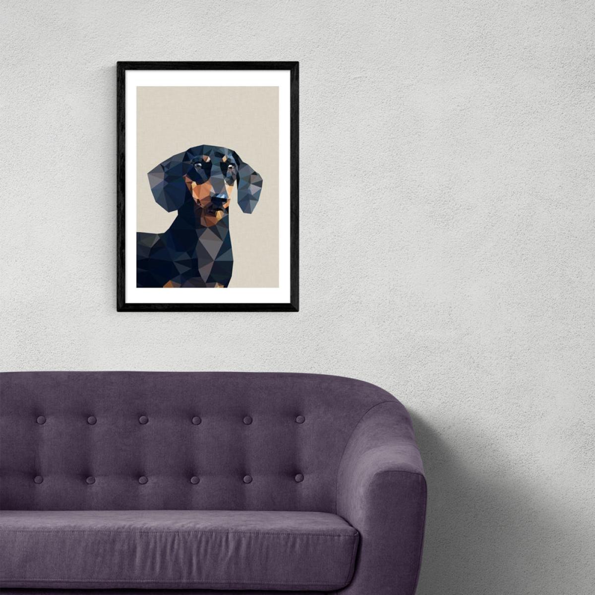 Daschund by Studio Cockatoo - A3 Black Framed Art Print – image 1
