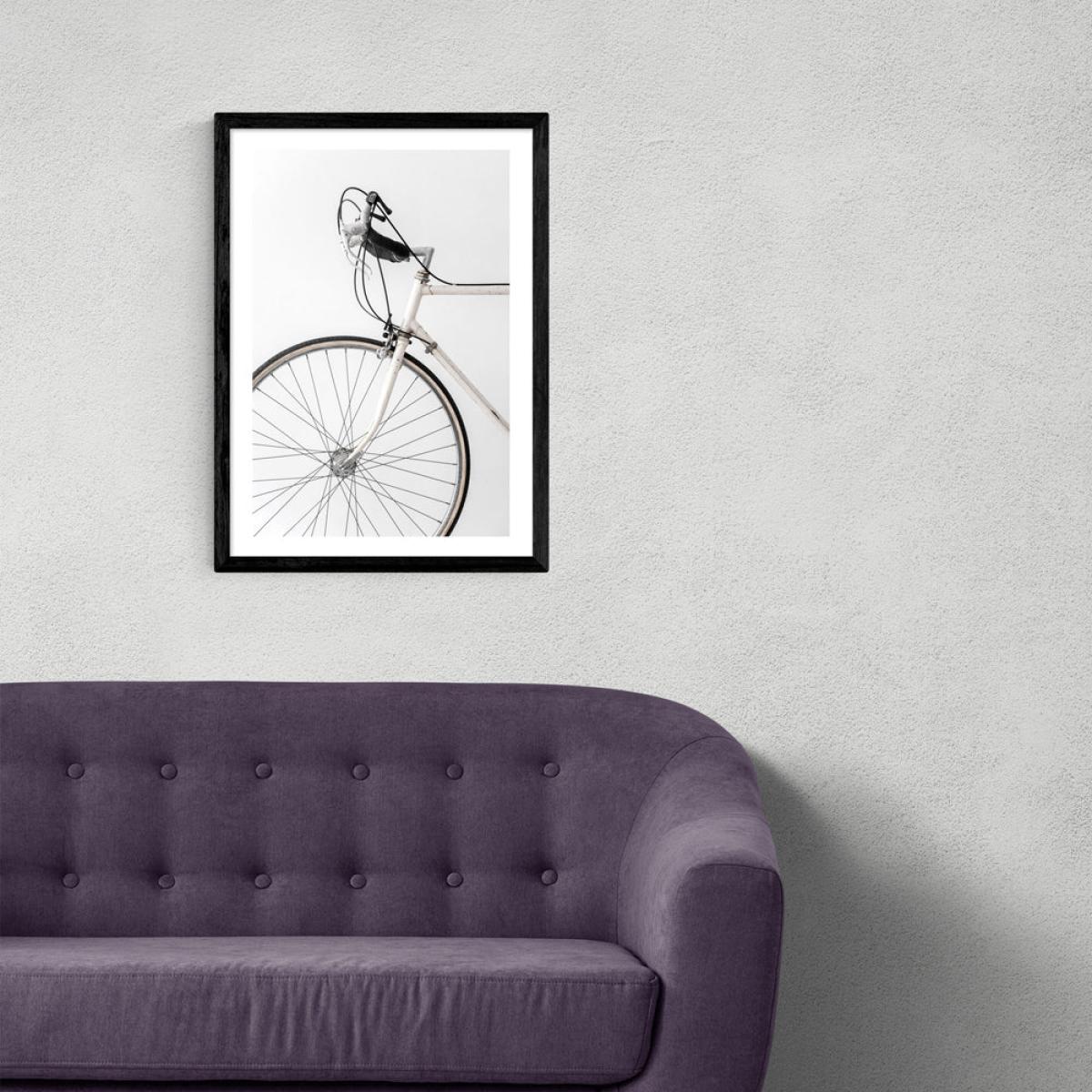 338 White Minimal Bicycle by Studio Na.Hili - A3 Black Framed Art Print – image 2