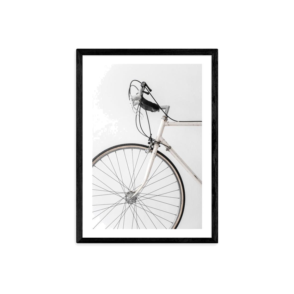 338 White Minimal Bicycle by Studio Na.Hili - A3 Black Framed Art Print – image 1
