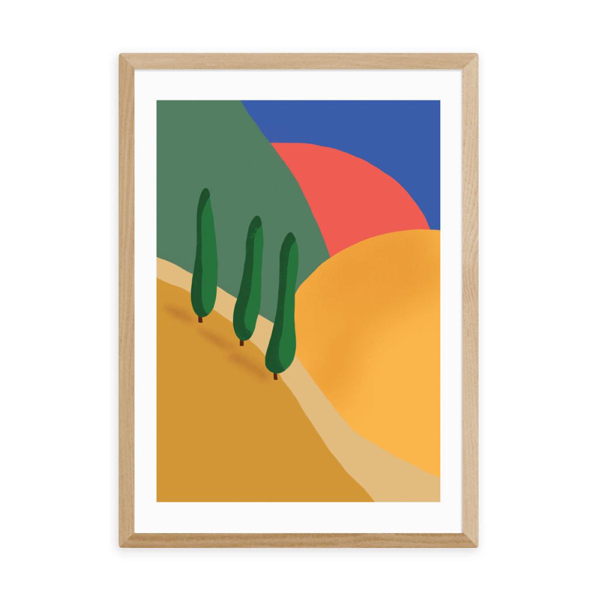 Tuscan Hills by Sifa Mustafa - A3 Oak Framed Art Print – image 2