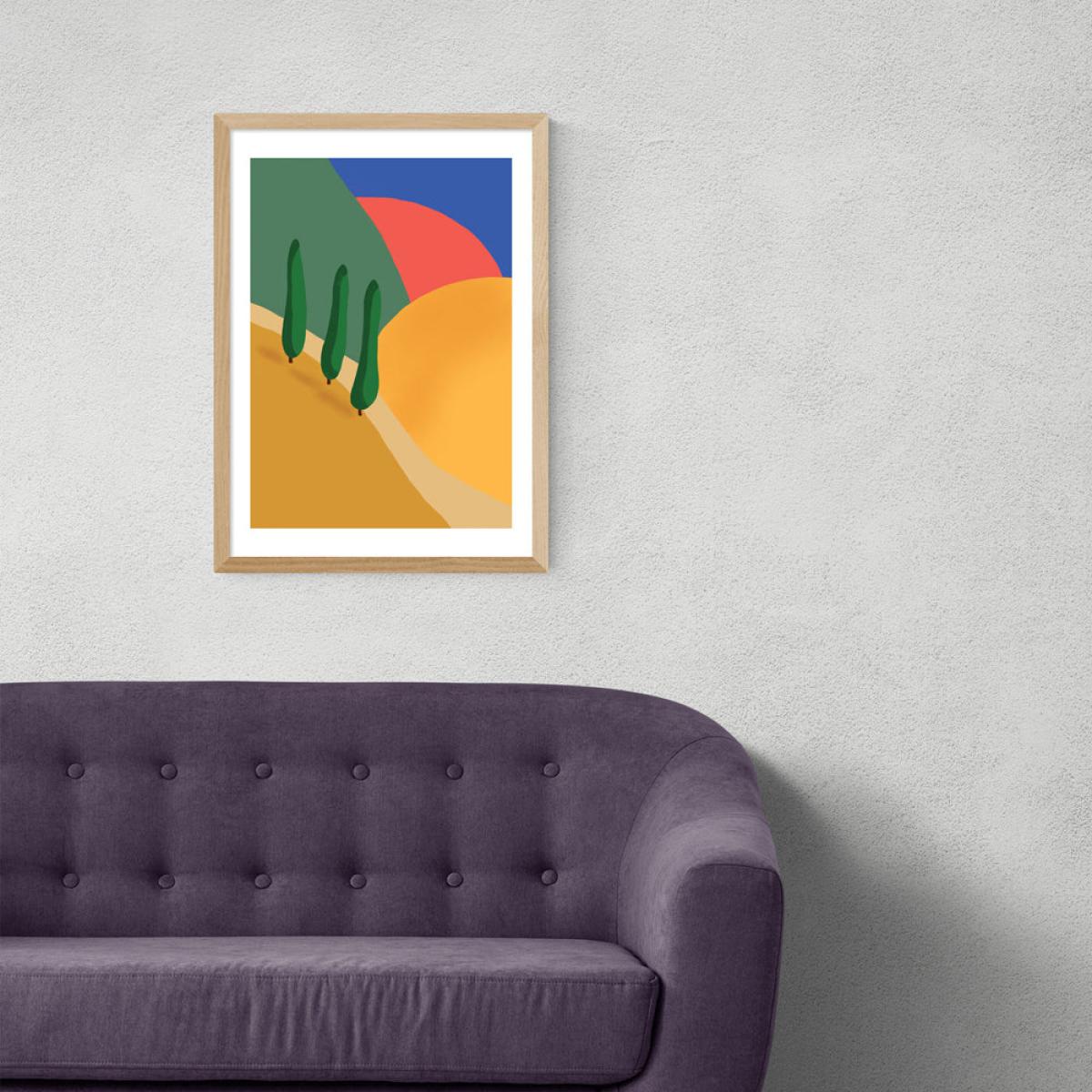 Tuscan Hills by Sifa Mustafa - A3 Oak Framed Art Print – image 1
