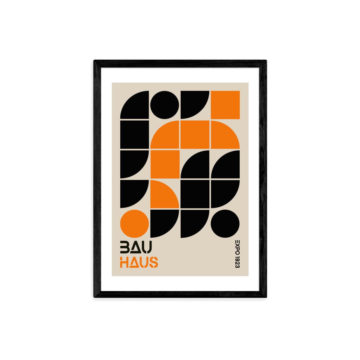 Orange And Black Geometric by Luxe Poster Co - A3 Black Framed Art Print – image 1