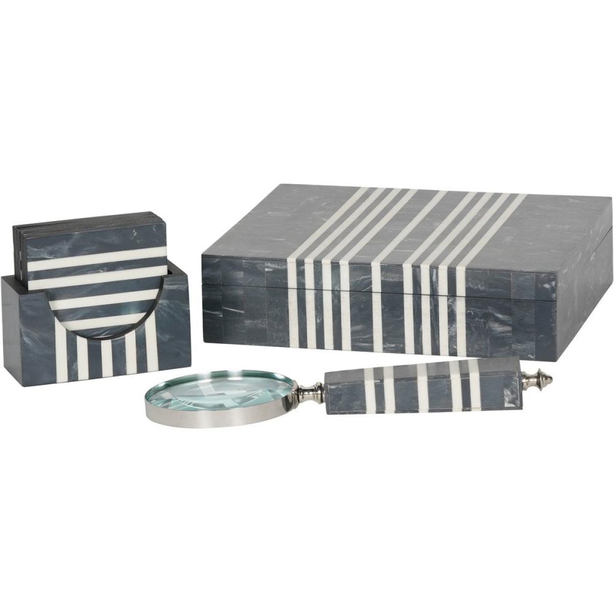Libra Interiors Peebles Grey and White Storage Box with Lid – image 2