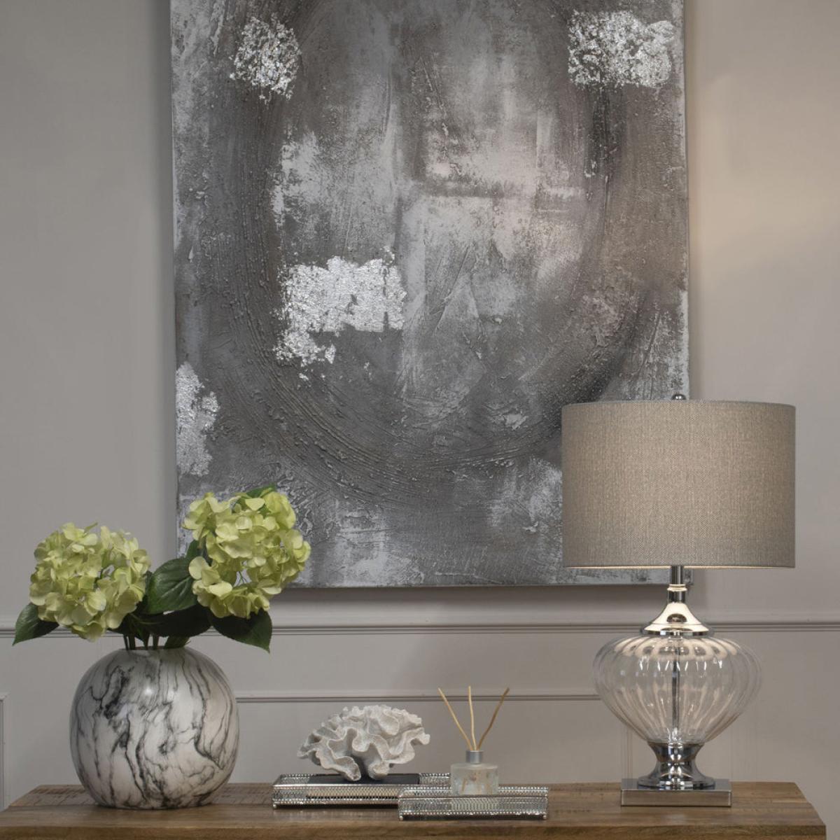 Hill Interiors Cortina Hand Painted Canvas in Silver & Grey – image 5