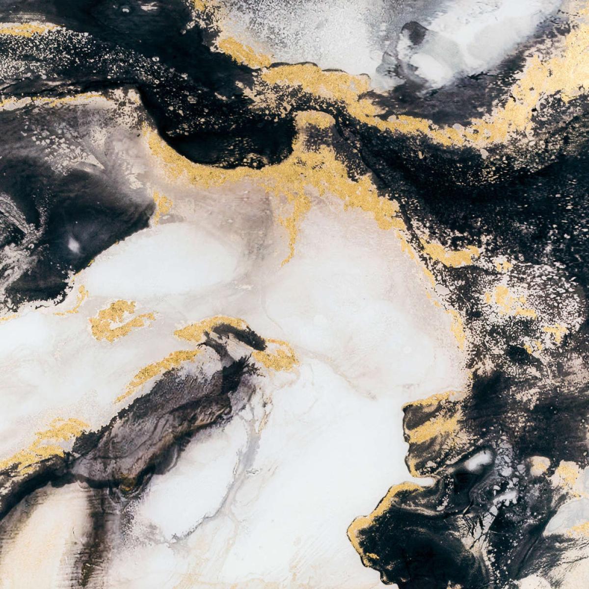 Hill Interiors Marble Effect Black and Gold Glass Image in Gold Frame – image 2