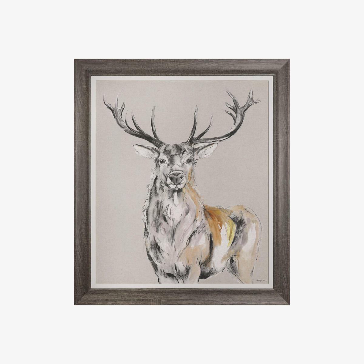 Solitary Stag Framed Canvas Wall Art – image 1