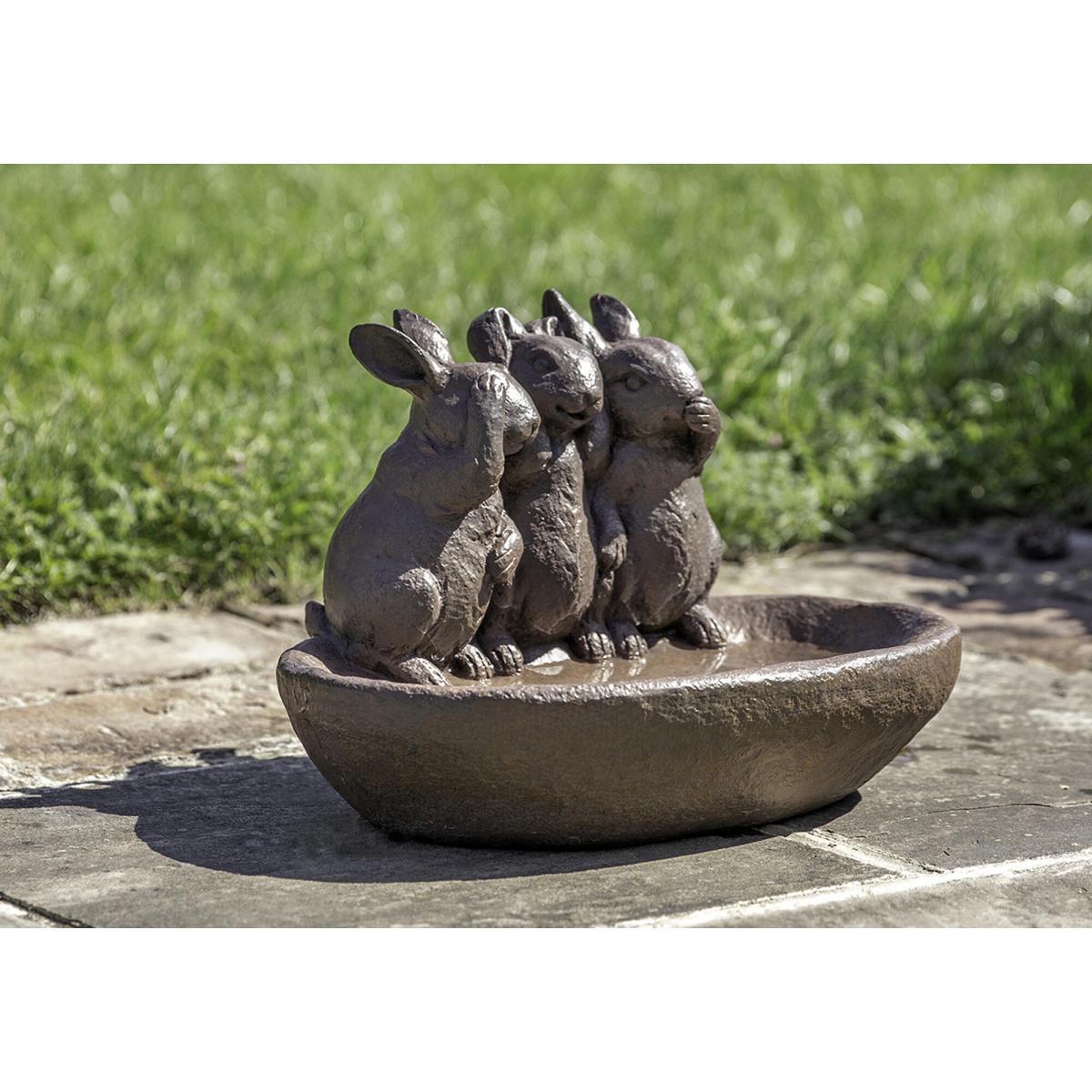 Three Happy Bunnies Birdbath – image 2