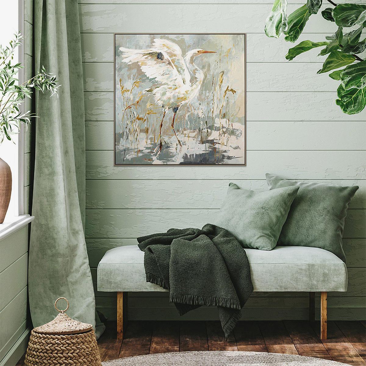 Graceful Heron Framed Canvas Wall Art – image 2