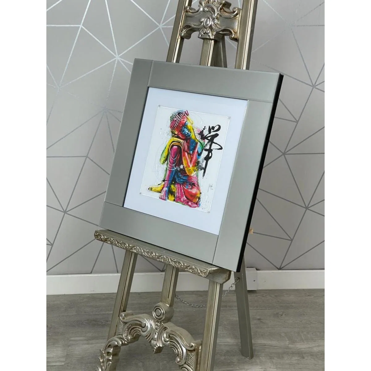 Buddha Liquid Art wiith Mirrored Frame 56x56cm