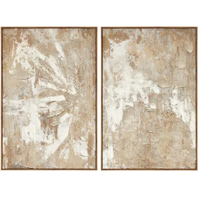 Set of 2 Neutral Tones Textured Wall Art | Astratto – image 2