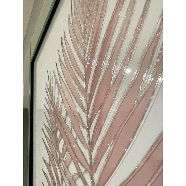 Pink Palm Leaf Glitter Wall Art 40x40cm – image 2