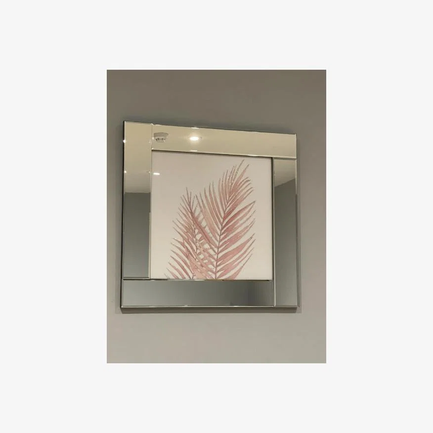 Pink Palm Leaf Glitter Wall Art 40x40cm – image 1
