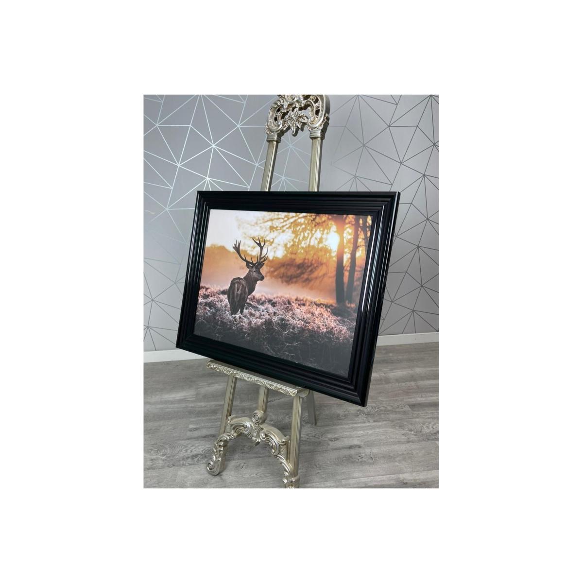 Sunset Stag Wall Art with Black Frame 80x60cm