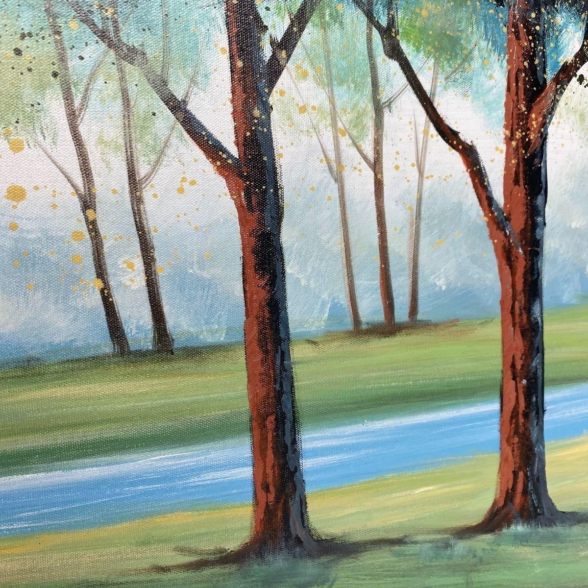Treelines Painted Canvas with Silver Frame 80x100 – image 3