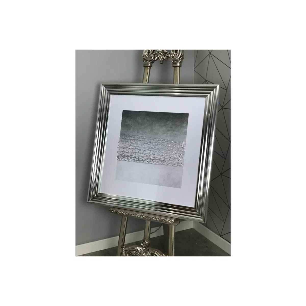 Misty Abstract 1 Wall Art with Silver Frame 87x87cm – image 1