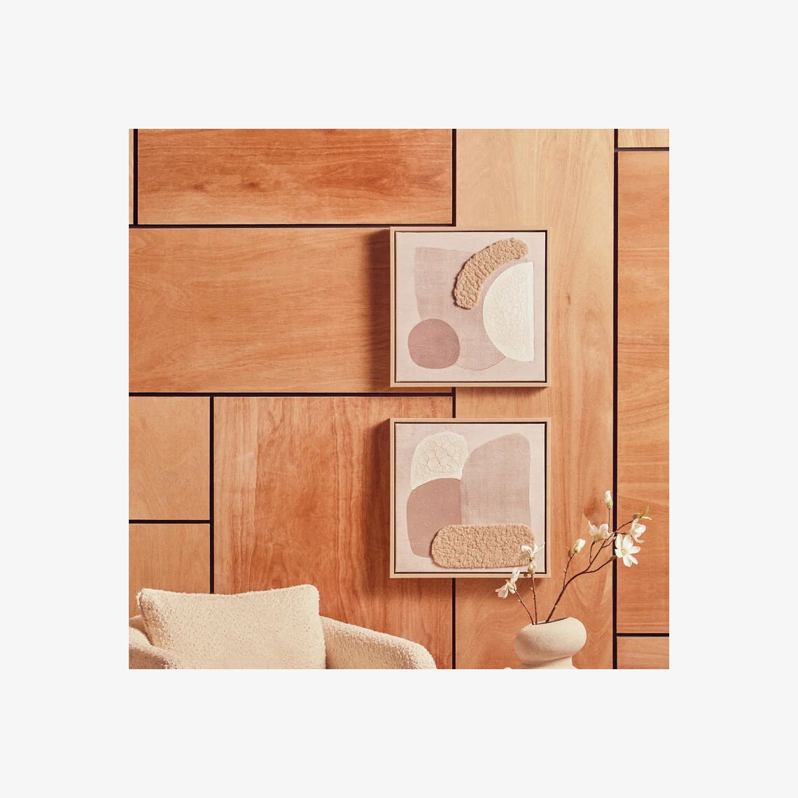 Set of 2 Natural Textured Wall Art | Astratto – image 1