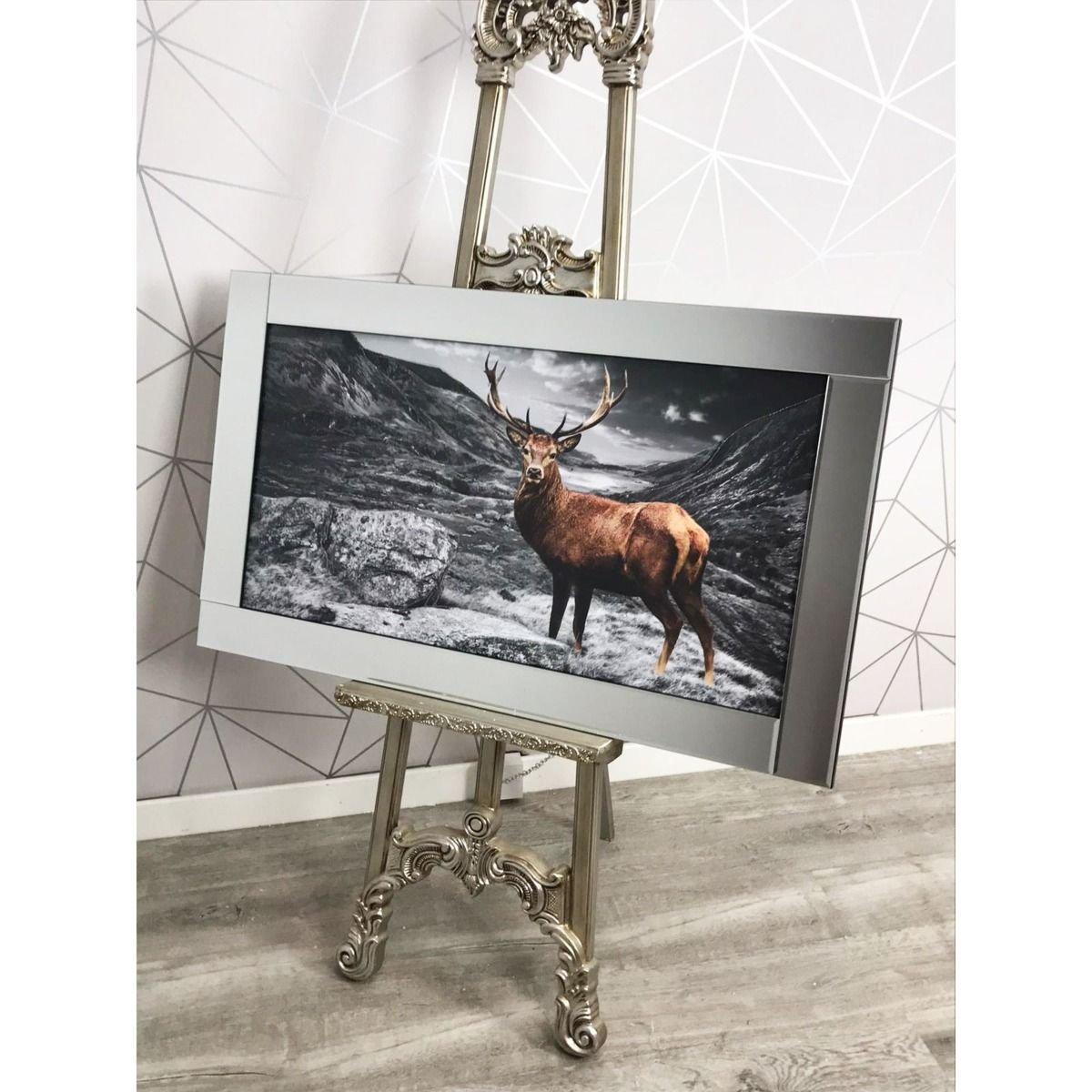 Stag Wall Art with Mirrored Frame 67x117cm – image 2